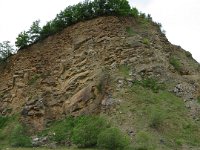 IMG 7191  Der aufgelassene Steinbruch zeigt den Verlauf der Bodenschichten des urzeitlichen Meeres.